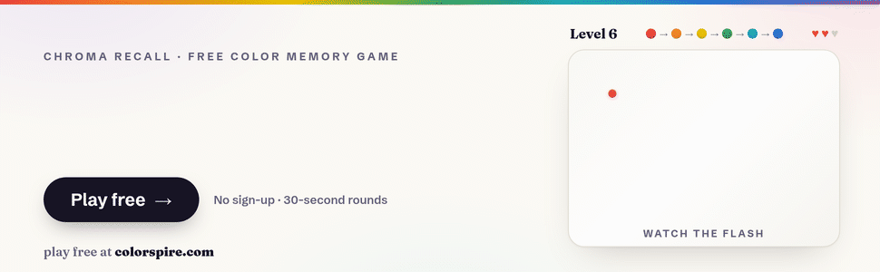 Chroma Recall — a free color memory game. Train your eye, beat your streak.